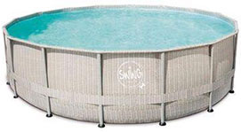 Frame Pool Ø 427 x 107 cm Rattanoptik hellgrau