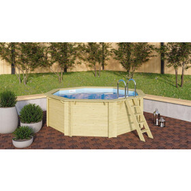 Trend Holzpool SET Achteck | Innenhülle 0,8 mm blau | 470...