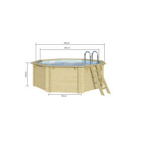 Trend Holzpool SET Achteck | Innenhülle 0,8 mm blau | 470...